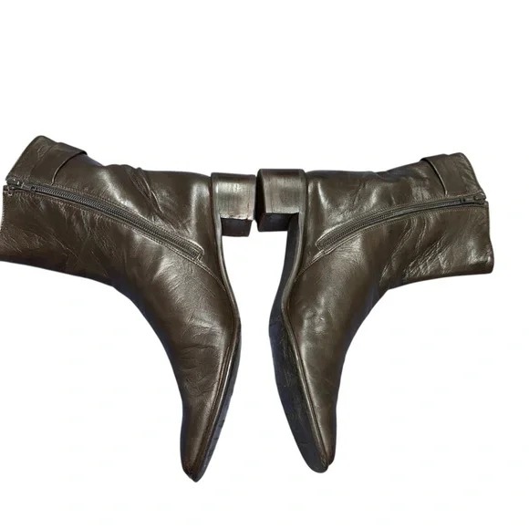 Stuart Weitzman Soft Brown Leather Ankle Boots square toe size 7.5 VGUC - Picture 5 of 10